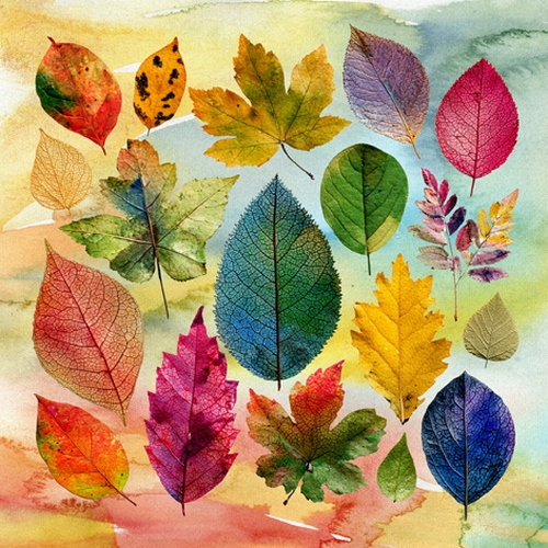 20 Servietten Pressed Autumn Leaves - Farbenfrohe Blättervielfalt 33x33cm