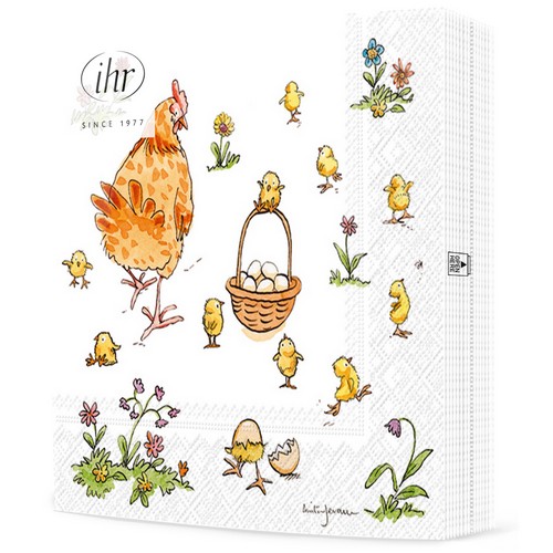 20 Servietten Mother Hen - Henne mit vielen kleinen Küken 33x33cm