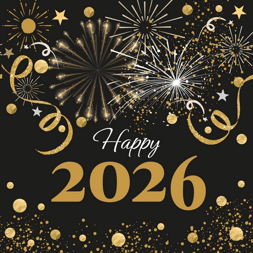 20 Servietten Happy 2026 - Das Jahr 2026 33x33cm