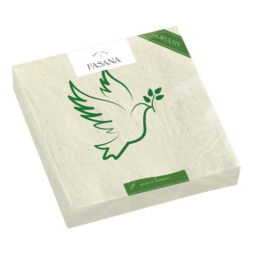 20 Servietten nachhaltig Gras Peace Dove - Grüne Taube 33x33cm
