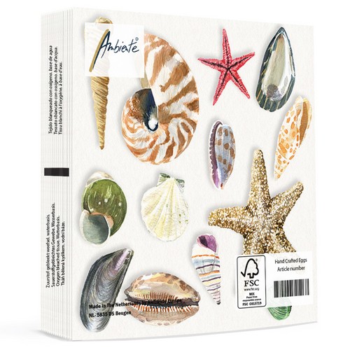 20 Servietten Shells - Verschiedene Muschelarten 33x33cm