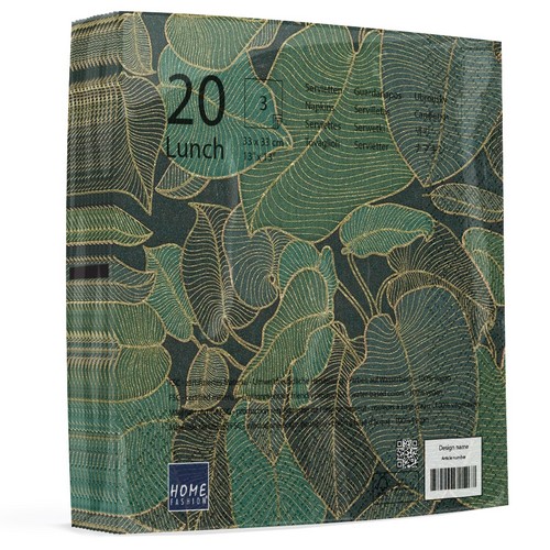 20 Servietten Art Nouveau green - Umrisse von Blättern grün 33x33cm