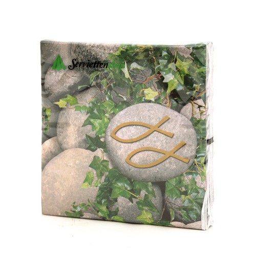 20 Servietten Ichthys on Stones 33x33cm
