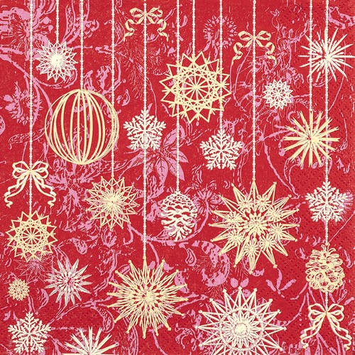20 Servietten Hanging Stars - Hängende Sterne und Kugeln 33x33cm