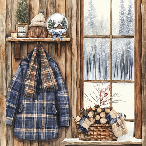 20 Servietten Winter Lodge - Drinnen in der Winterhütte 33x33cm