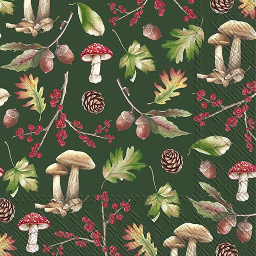 20 Servietten In the Forest dark green - Durch den Wald dunkelgrün 33x33cm