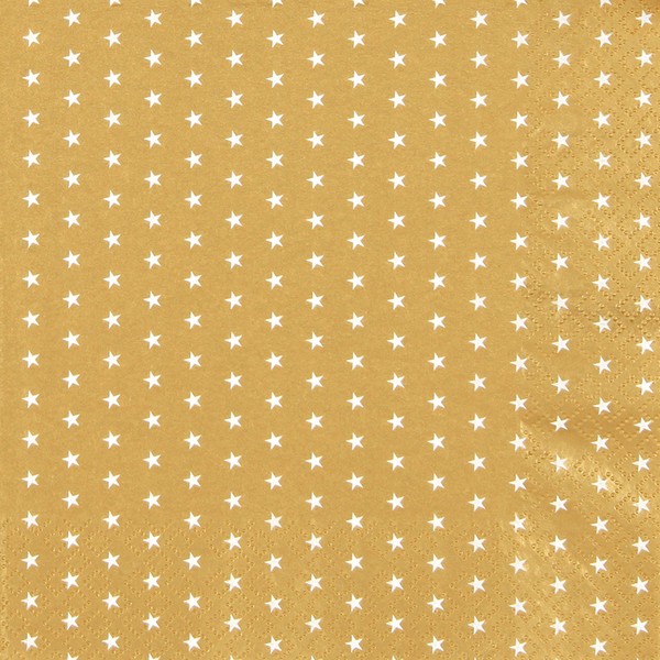 20 kleine Cocktailservietten Mini Stars gold - Mini Sterne gold 25x25cm