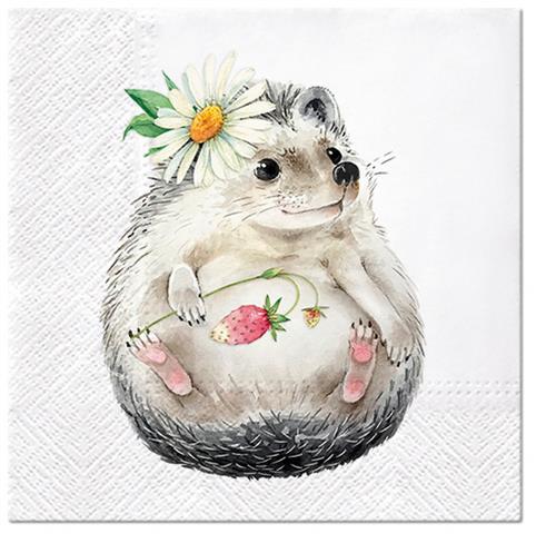 20 Servietten Wild Strawberry Hedgehog - Igel sammelt Erdbeeren 33x33cm