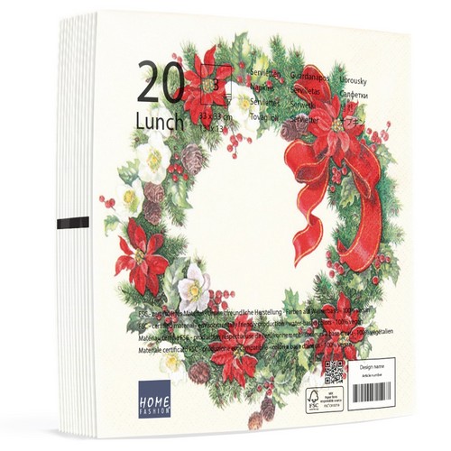 20 Servietten Christmas Wreath - Adventskranz 33x33cm
