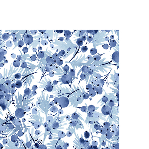 20 kleine Cocktailservietten Blue Twigs - Blaue Zweige 24x24cm