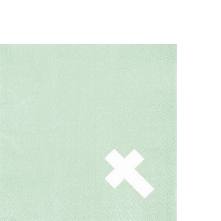 20 Cocktailservietten Punched Cross Perl Effect mint - mintgrün mit ausgestanztem Kreuz 25x25cm