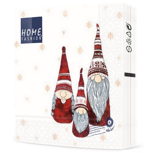 20 Servietten Tomte - Rote Wichtelfamilie 33x33cm