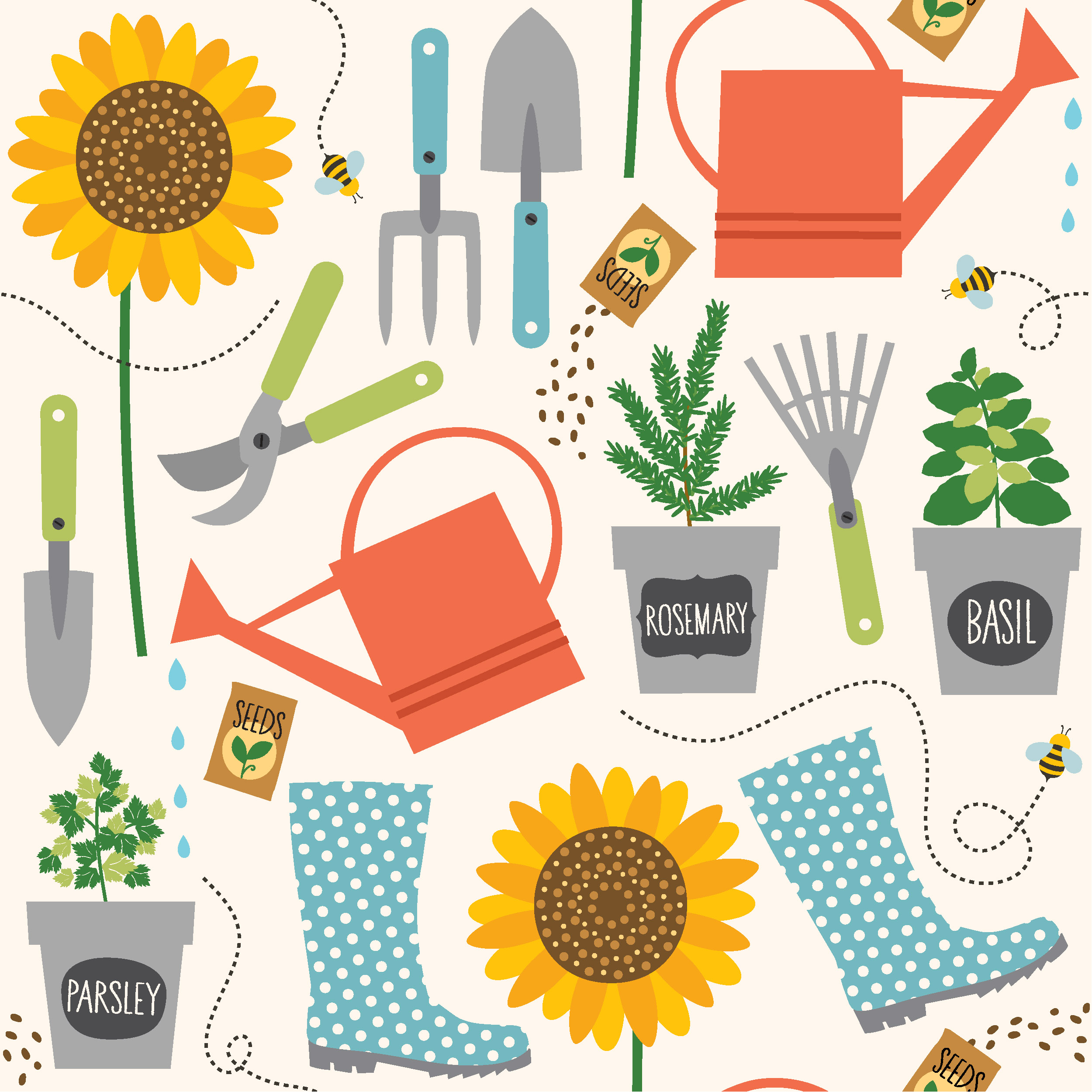 20 Cocktailservietten Gardening - Arbeiten im Garten 24x24cm