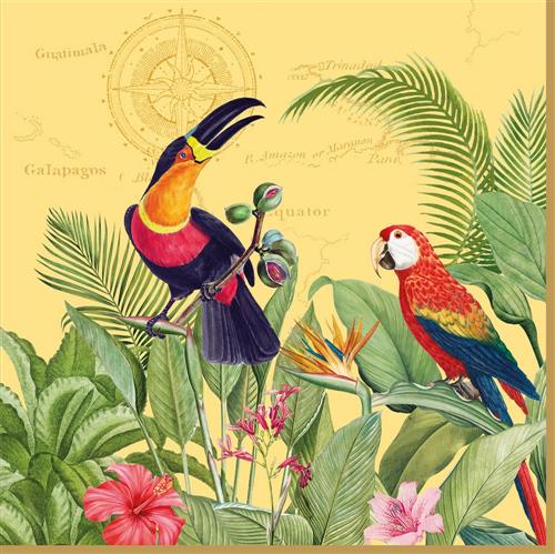 20 Servietten Exotic Paradise - Bunte Vögel im exotischen Dschungel 33x33cm