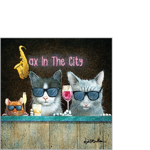 20 kleine Cocktailservietten Sax in the City - Tierische Club-Band 25x25cm