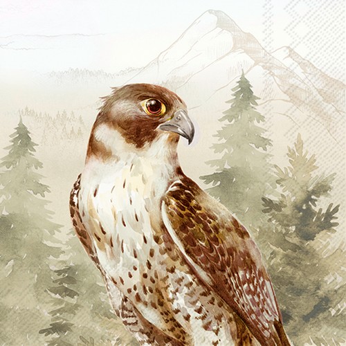 20 Servietten Hawk - Falke im Wald 33x33cm