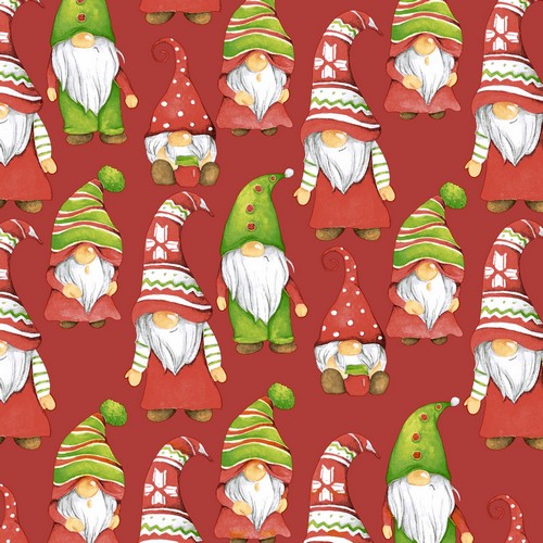 20 Servietten Santa Time repeat - Gnome in einer Reihe 33x33cm