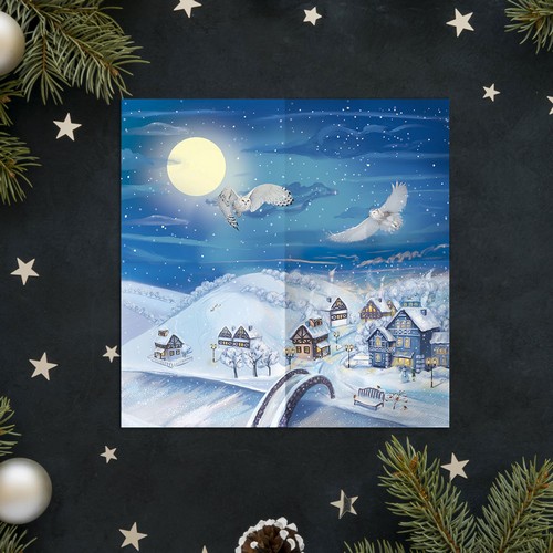 20 Servietten Snowy Winter Town - Winterstadt im Schnee 33x33cm