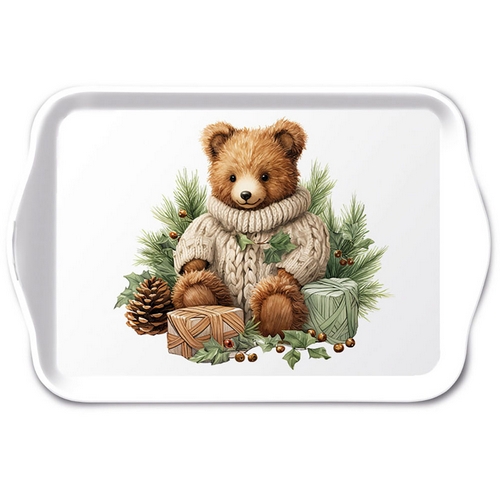 Tablett klein Cuddle Bear - Niedlicher Winterbär 20,8x13,6cm