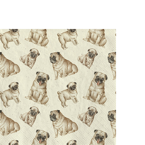 20 kleine Cocktailservietten nachhaltig Gras Little Friends - Viele Möpse 25x25cm