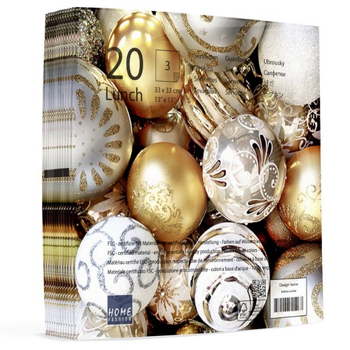 20 Servietten Golden Baubles - Goldene Baumkugeln 33x33cm