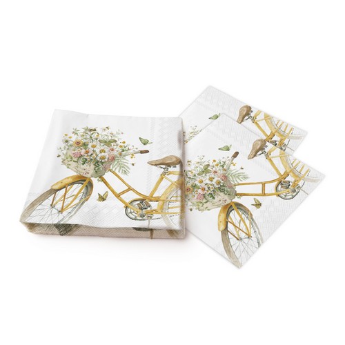 Serviettes De Table, Paquet De 20 - Flower Bike - Linen Chest