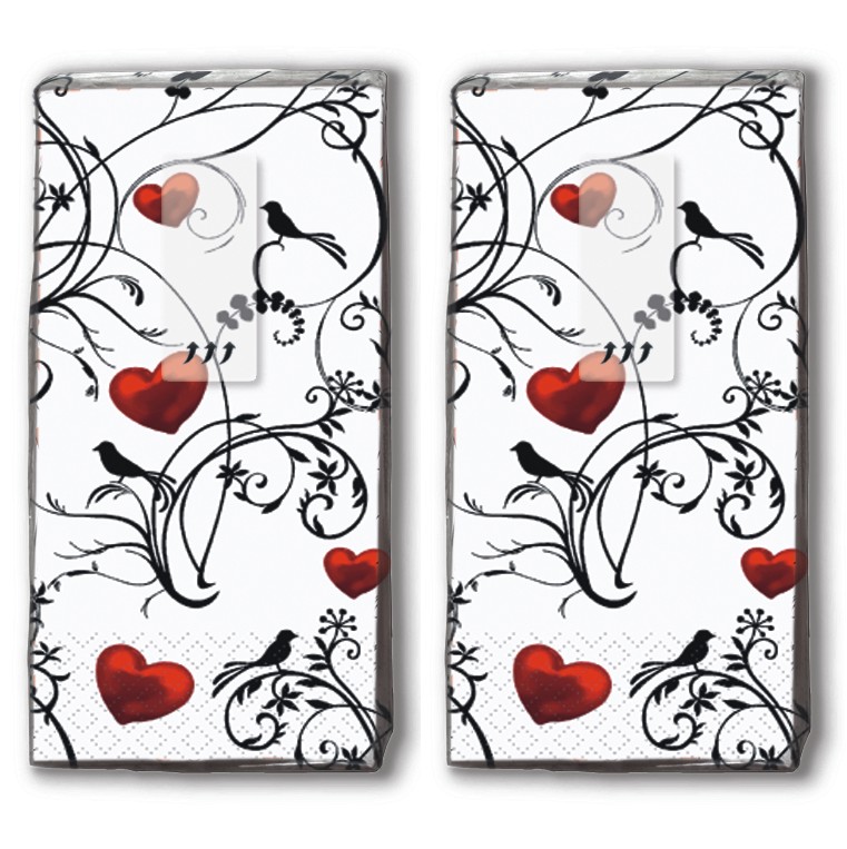 DP 10 Taschentücher Ornament with Hearts - Ornamente mit Herzen