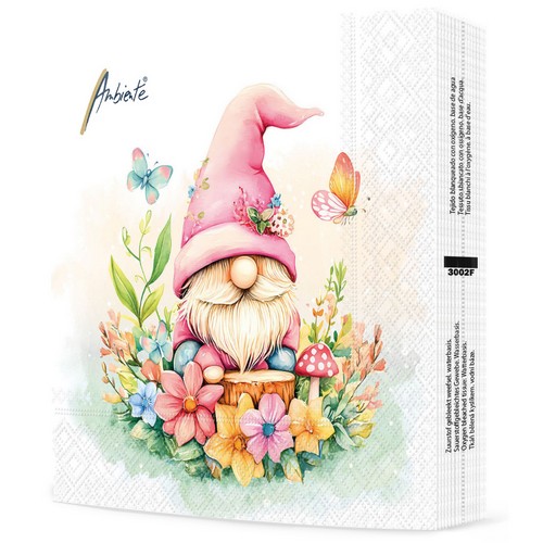 20 Servietten Charming Gnome - Gnom in Märchenszene 33x33cm