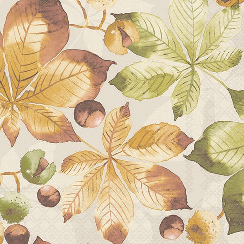 20 Servietten Castanea - Herbstblätter softfarben 33x33cm