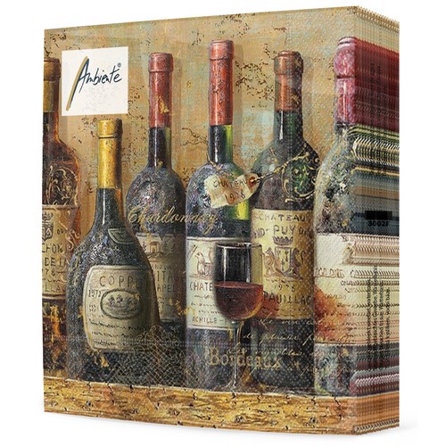 20 Servietten Best Wines - Weinflaschen Vintage 33x33cm
