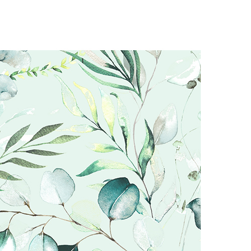 20 kleine Cocktailservietten Eucalyptus green - Eukalyptus dezent 25x25cm