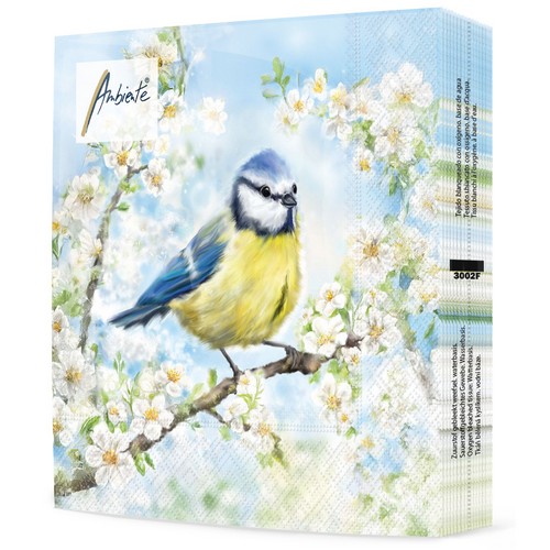 20 Servietten Blossom Time  - Blaumeise an Frühlingszweige 33x33cm