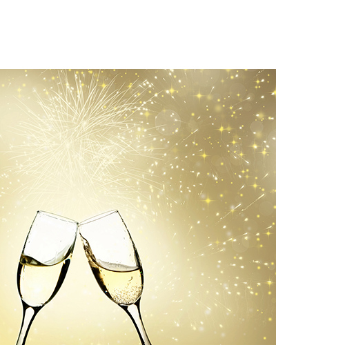 20 kleine Cocktailservietten Toast of joy - Anstoßen auf gold 25x25cm