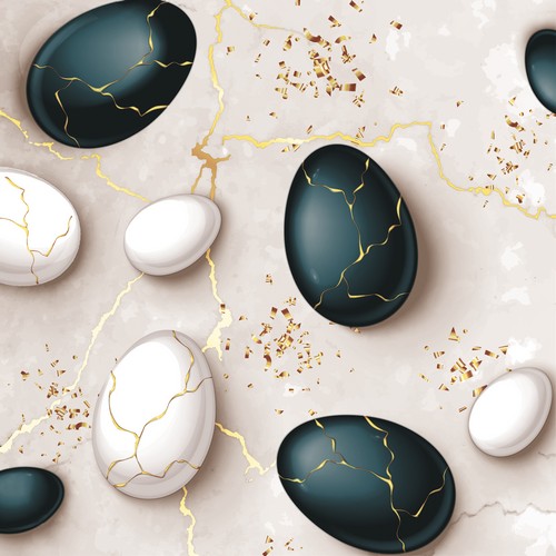 20 Servietten Marble Eggs - Eier auf Marmorboden 33x33cm