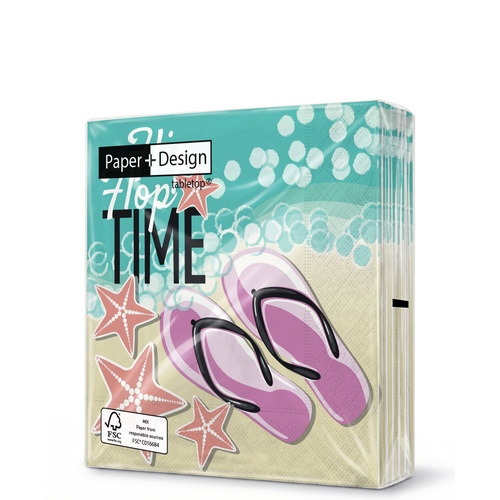 20 kleine Cocktailservietten Flip Flop - Flip Flops am Strand 25x25cm