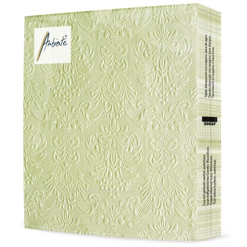 15 geprägte Servietten Elegance Pearl green 33x33cm