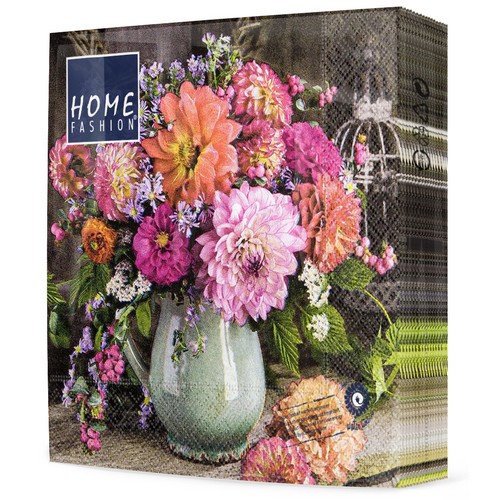 20 Servietten Bunch of Dahlia - Dahlien in Blumenvase 33x33cm