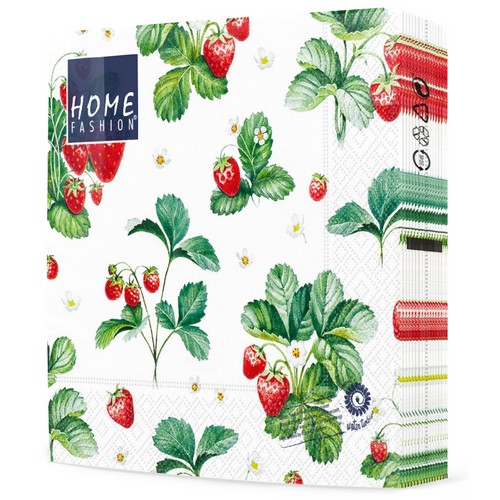20 Servietten Strawberry Pattern - Muster an Erdbeeren 33x33cm