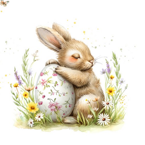 20 Servietten Sogno Pasquale - Hase beschützt Osterei 33x33cm
