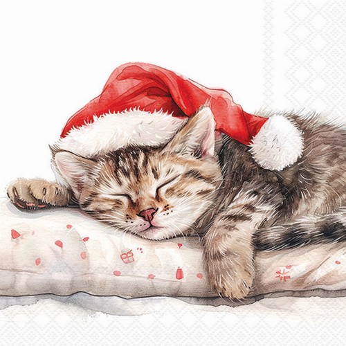 20 Servietten Dreaming about X-Mas - Träumende Weihnachtskatze 33x33cm