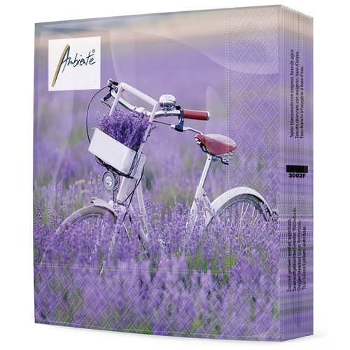 20 Servietten Bike in Lavender Field - Fahrrad im Lavenderfeld 33x33cm