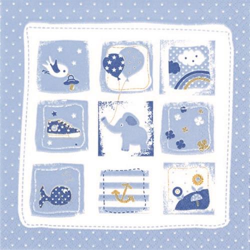 RP 20 Servietten Little One blue - Baby Momente blau 33x33cm