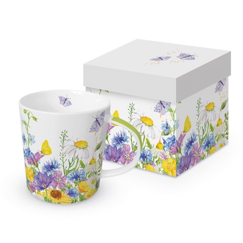 Tasse aus Porzellan Summer Flowers - Schmetterling an wilder Wiese 0,4L, Höhe 9,7cm