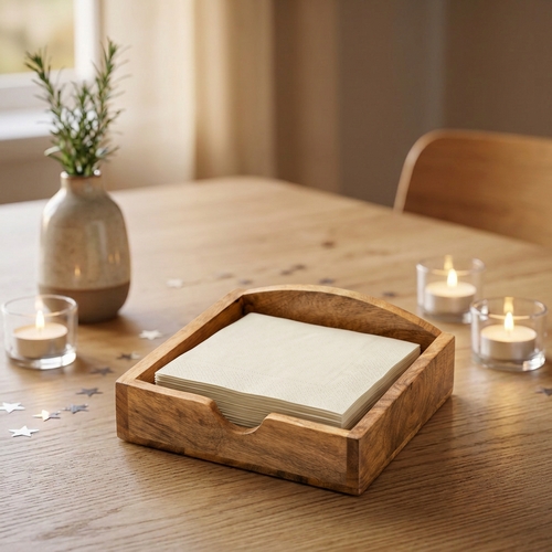 Serviettenhalter Wooden rustical - Holz rustikal für 25cm Cocktailservietten aus Holz, 15x6,5cm