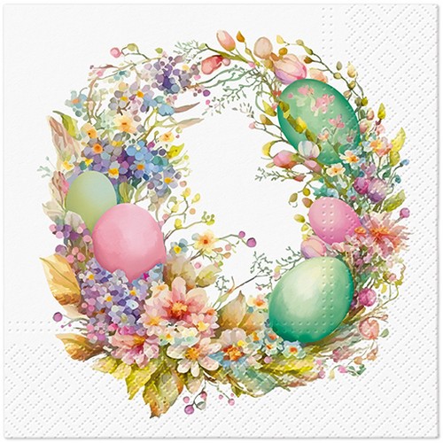 20 Servietten Easter Wreath - Osterkranz mit Eier 33x33cm