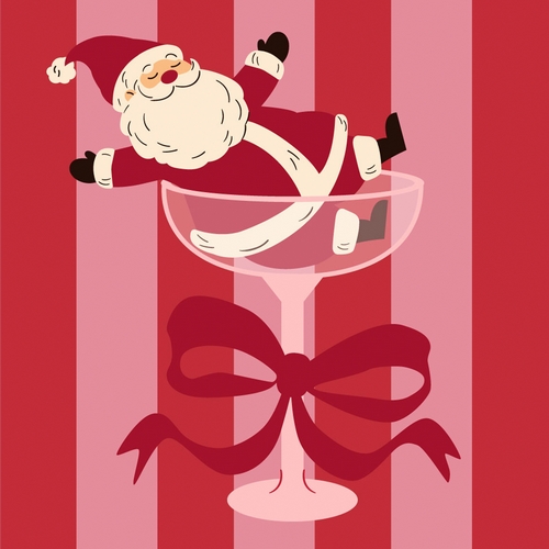 20 Servietten Merry Santa - Weihnachtsmann im Glas 33x33cm