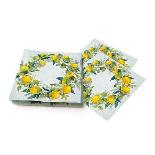 20 Servietten Lemon Wreath - Zitronenkranz 33x33cm