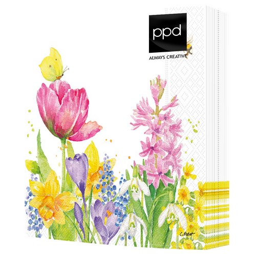 20 Servietten Butterfly & Bee - Tiere an Frühlingswiese 33x33cm