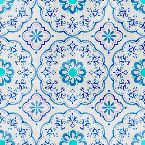 20 Servietten Boho mosaic - Mosaik-Muster blau 33x33cm