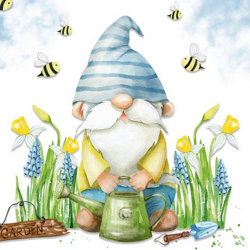 20 Servietten Garden Gnome - Fleißiger Gartenwichtel 33x33cm